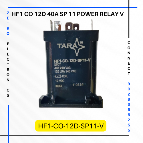 HF1 CO 12V 40A SP 11 Power Relays - Tara relays Zetro Electronics, Buy Now relays at lowest Pricing in Mumbai, Pune, Delhi, Ahmedabad, Surat, Chennai, Kolkata, Bengaluru, and Hyderabad