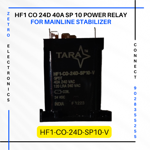 HF1 CO 24D 40A SP 10 Power Relay for mainline stabilizer Tara relays Zetro Electronics, Buy relays at lowest Pricing in Mumbai, Pune, Delhi, Ahmedabad, Surat, Chennai, Kolkata, Bengaluru, and Hyderabad