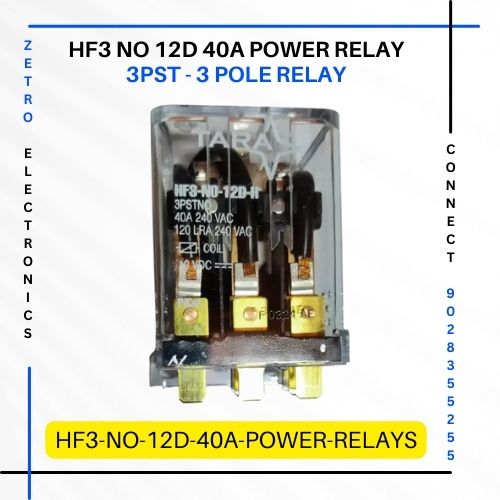 HF3 NO 12V 3 Pole Power Relay Tara relays Zetro Electronics 3PST RELAYS Buy Now at Lowest Price Mumbai Delhi Kolkata Bengaluru Hyderabad Chennai Ahmedabad Pune Lucknow Surat