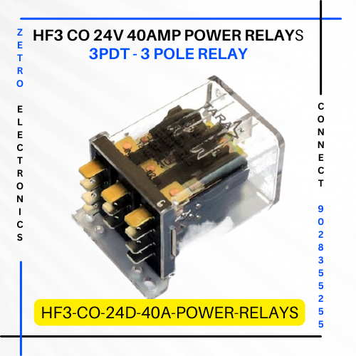 HF3 CO 24V 3 Poles Power Relay Tara relays Zetro Electronics 3PDT 11 Pins Mumbai Delhi Kolkata Bengaluru Hyderabad Chennai Ahmedabad Pune